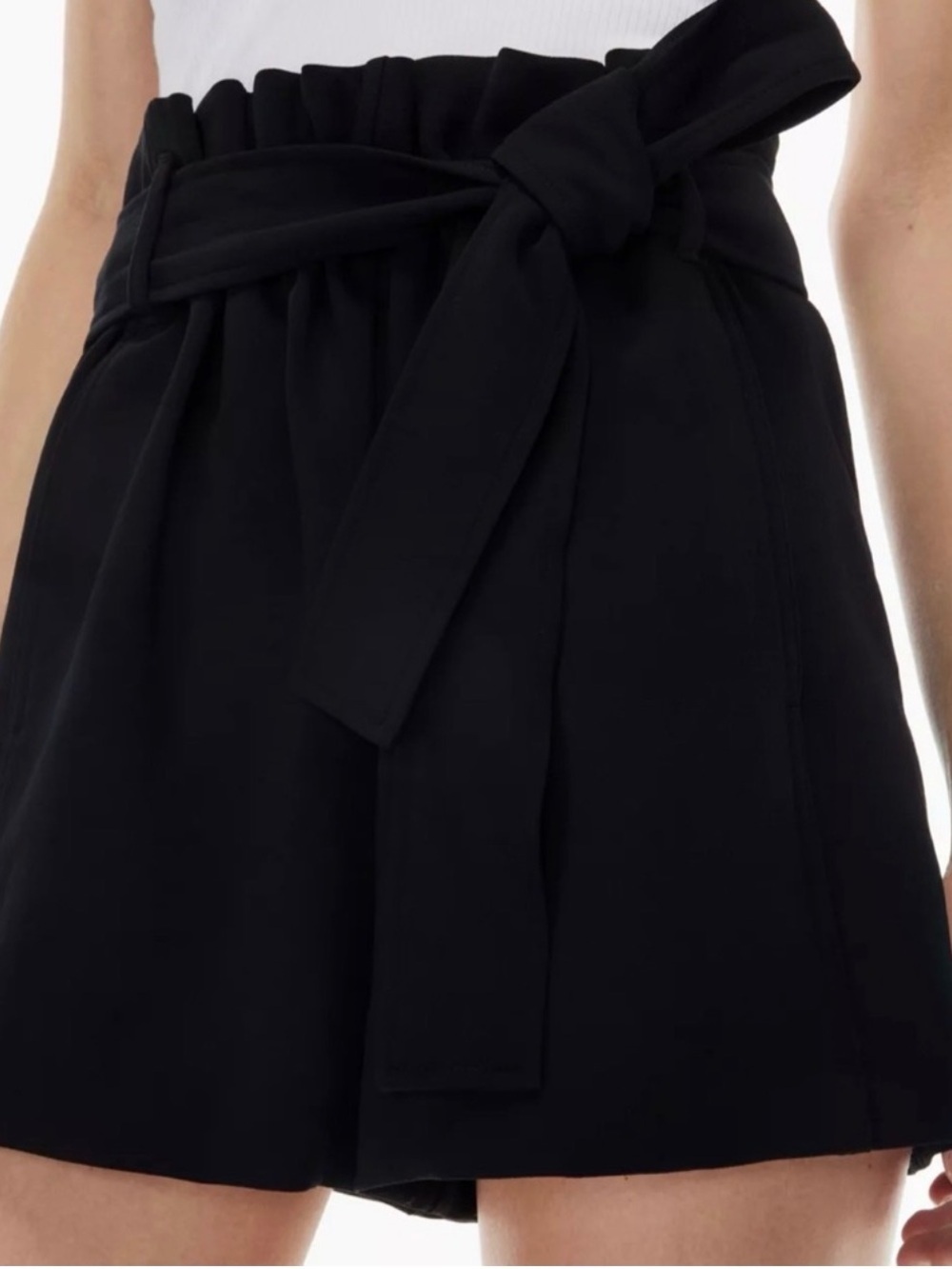 Wilfred High-Waist Paperbag Tie-Front Shorts in Black